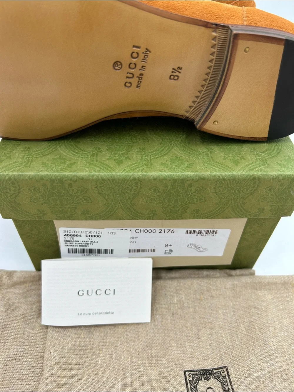 Men's Gucci JORDAAN suede horse bit loafers size 8.5 fits 9.5 US made in Italy